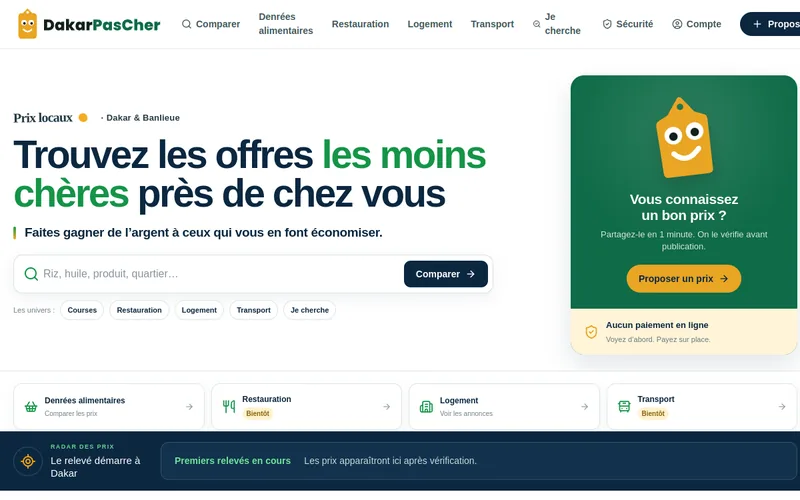 Capture du site DakarPasCher